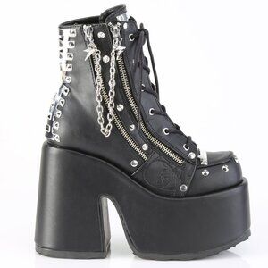 Platform Gothic Skull Lace Up Ankle Boots